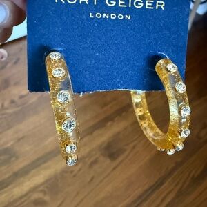 Kurt Geiger Glittering Gold Crystal Earrings